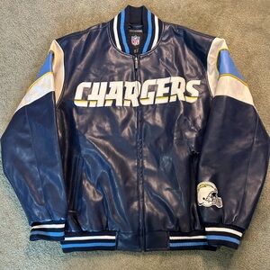 Vintage San Diego Chargers Full Leather Varsity Jacket Embroidered Size Large